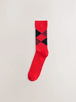 Next - Paquet de chaussettes à motifs 5 Bleu/Orange/Vert Argyle Sale