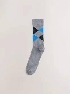 Next - Paquet de chaussettes à motifs 5 Bleu/Orange/Vert Argyle Sale
