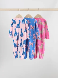 Next Bleu/rose Animal Character - Lot de 3 dors-bien bébé à fermeture éclair bidirectionnelle (0mois -2ans)