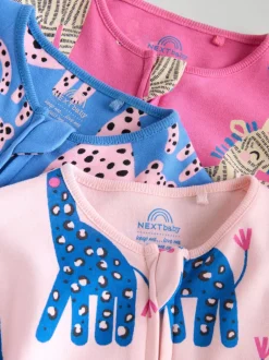 Next Bleu/rose Animal Character - Lot de 3 dors-bien bébé à fermeture éclair bidirectionnelle (0mois -2ans)