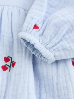 Next Bleu/rouge - Robe brodée à manches longues pour bébé (0mths-2yrs)