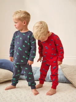 Next - Lot de 3 pyjamas Snuggle (9mois-10ans) Bleu/Rouge/Crème New