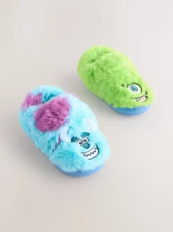 Next Bleu/vert - Chaussons Monsters Inc duveteux à semelle coupée