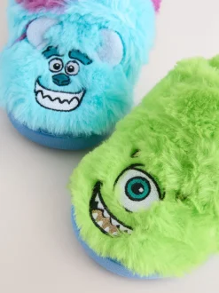 Next Bleu/vert - Chaussons Monsters Inc duveteux à semelle coupée