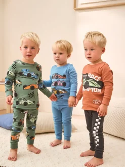 Next - Lot de 3 pyjamas Snuggle courts (9mois-10ans) Bleu/vert Hot