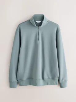 Next - Quart de zip - Sweat-shirt en jersey riche en coton Bleu/vert Discount