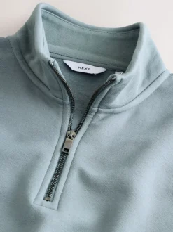 Next - Quart de zip - Sweat-shirt en jersey riche en coton Bleu/vert Discount