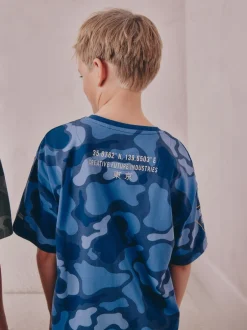 Next - Pyjama court 3 Pack (3-16ans) Bleu/Vert camouflage Outlet