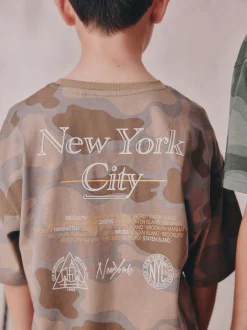 Next - Pyjama court 3 Pack (3-16ans) Bleu/Vert camouflage Outlet