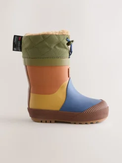 Next - Bottes en caoutchouc thermique Thinsulate™ avec extrémité doublée Bleu/Vert color block Hot