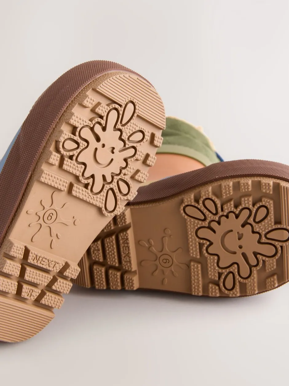 Next - Bottes en caoutchouc thermique Thinsulate™ avec extrémité doublée Bleu/Vert color block Hot