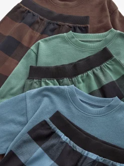 Next Bleu/Vert/Brun - Lot de 3 pyjamas tissés à carreaux (3-16ans) Clearance