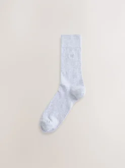 Next Bleu/Vert/Gris - Lot de 5 - Chaussettes fraîches brodées durables New