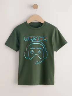 Next - T-shirts à manches courtes à imprimé graphique coupe standard Lot de 3 (3à16ans) Bleu/Vert/Jaune Clearance