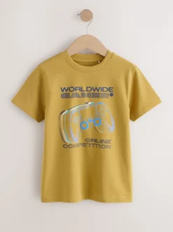 Next - T-shirts à manches courtes à imprimé graphique coupe standard Lot de 3 (3à16ans) Bleu/Vert/Jaune Clearance