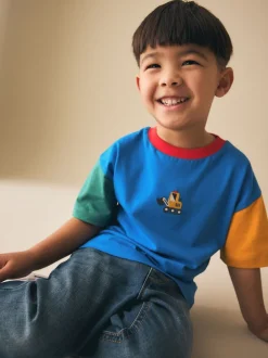 Next Bleu/vert/jaune Digger - T-shirt color block à manches courtes (3mois-7ans) (3mois-7ans) New