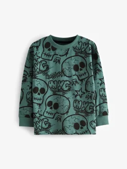 Next - Lot de 3 pyjamas à manches longues (3-16ans) Bleu/Vert/Neutre Personnage Hot