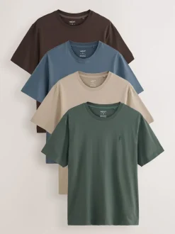 Next - Ajustement régulier - T-shirt 4 Pack Bleu/Vert/Neutre/Brown Online