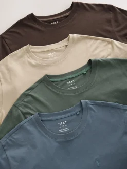 Next - Ajustement régulier - T-shirt 4 Pack Bleu/Vert/Neutre/Brown Online