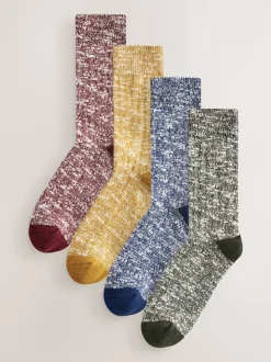 Next Bleu/vert/rouge/jaune torsadé - Lot de 4 paires de chaussettes épaisses Clearance