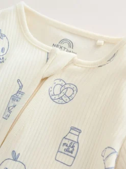 Next Blue Milk Club - Combinaisons de nuit à fermeture éclair pour bébés 3 Pack (0mths-3yrs) Clearance