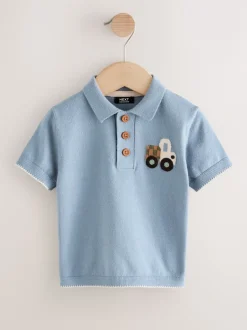 Next Blue Transport - Polos Personnage en maille à col boutonné (3mois-7ans) Outlet