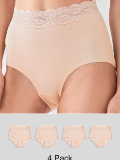 Next - Lot de 4 culottes en coton et dentelle Blush Rose Sale