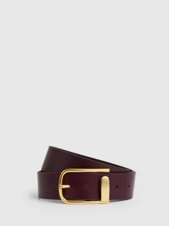 Reiss bordeaux - Ceinture en cuir avec boucle à demi-passant Iyla Sale