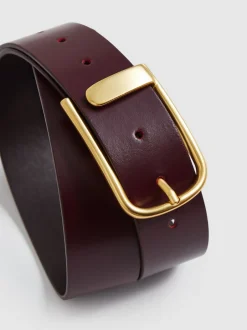 Reiss bordeaux - Ceinture en cuir avec boucle à demi-passant Iyla Sale