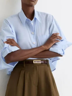 Reiss bordeaux - Ceinture en cuir effet crocodile Bronya Outlet