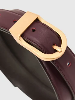 Reiss bordeaux - Ceinture en cuir à boucle incurvée Hazel Outlet