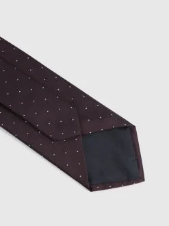 Reiss - Cravate à pois en soie Liam bordeaux Best