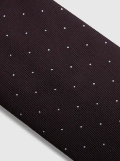 Reiss - Cravate à pois en soie Liam bordeaux Best