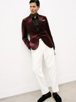 Reiss Bordeaux - Apsara Blazer en velours à boutonnage simple habillé Discount