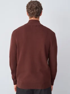 Next - Uni - Pull N.Premium Coupe classique 100% Coton Premium à fermeture éclair bordeaux Hot