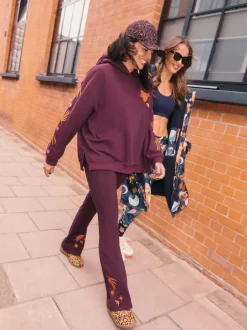 Never Fully Dressed Bordeaux brodé - Leggings évasés en coton