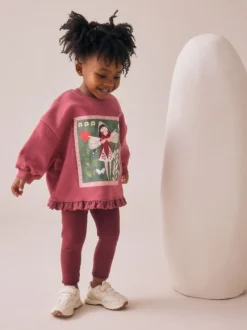 Next Bordeaux Rouge Fée - Ensemble Sweat-shirt et Leggings à ourlet à volants (3mois-7ans) Online