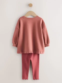 Next Bordeaux Rouge Fée - Ensemble Sweat-shirt et Leggings à ourlet à volants (3mois-7ans) Online