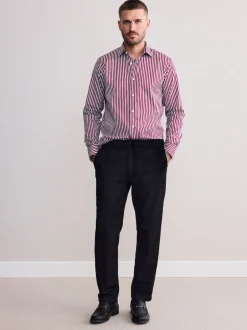 Next Bordeaux rouge rayé - Chemise Signature à manchette simple 100% coton Online