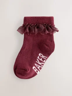 Baker by Ted Baker Bordeaux/écru/rose - Lot de 5 chaussettes fille Discount
