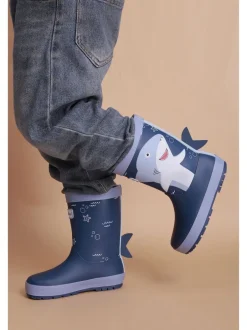 Toezone Bottes de pluie imperméables Bleu requin pour GARÇON New