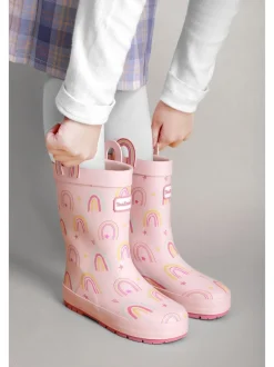 Toezone Bottes en caoutchouc imperméables rose arc-en-ciel fille Hot