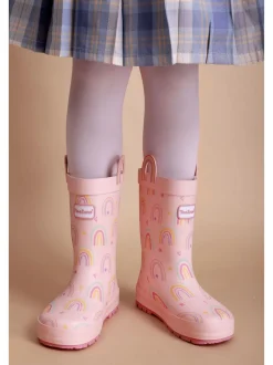 Toezone Bottes en caoutchouc imperméables rose arc-en-ciel fille Hot