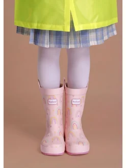 Toezone Bottes en caoutchouc imperméables rose arc-en-ciel fille Hot