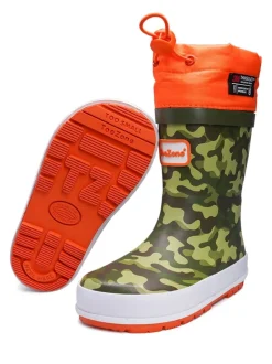 Toezone Bottes en caoutchouc imprimé camouflage orange avec fermeture sur le dessus Sale