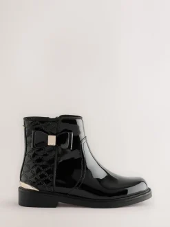 Baker by Ted Baker Bottes noires vernies Chelsea fille New