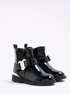 River Island Bottes Patent Heart Bow Chelsea Outlet