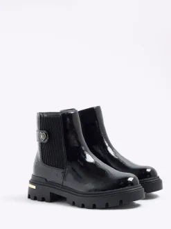 River Island Bottines Chelsea vernies à bride cœur Discount