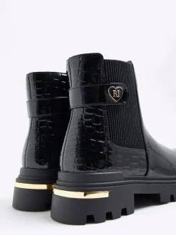 River Island Bottines Chelsea vernies à bride cœur Discount