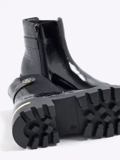 River Island Bottines Chelsea vernies à bride cœur Discount